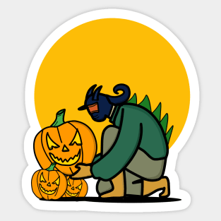 Pumpkin-headed zombie design Sticker